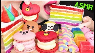 ASMR BT21 DESSERTS *CAKE, MACARON, EDIBLE CRYSTAL BT21 디저트 케이크, 마카롱 뚱카롱, 먹는 보석 먹방 EATING SOUNDS