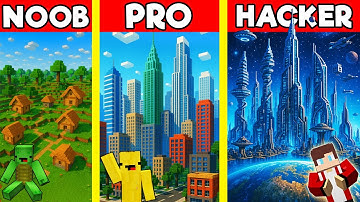 CITY Build Battle In Minecraft - NOOB VS PRO CHALLENGE - Maizen Mizen Mazien Parody