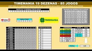 TIMEMANIA 19 DEZENAS 85 JOGOS