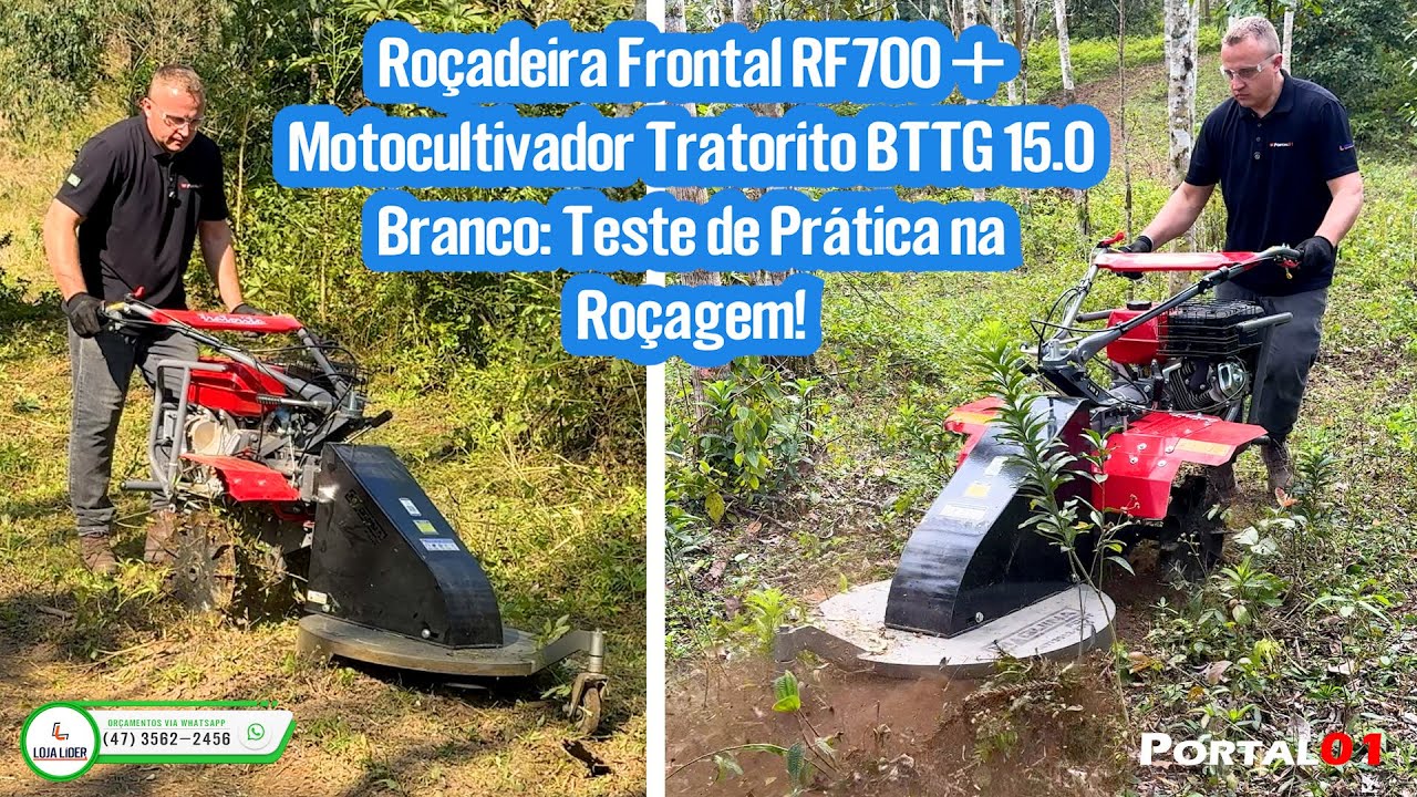 Roçadeira Frontal RF700 + Motocultivador #tratorito  BTTG 15.0 Branco: Teste de Prática na Roçagem!