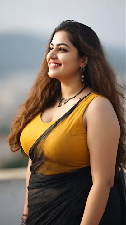 ✨🖤 Majestic Black Saree & Mustard Blouse Glam Style for Beautiful Women Trending Look 💫| #DesiSarees