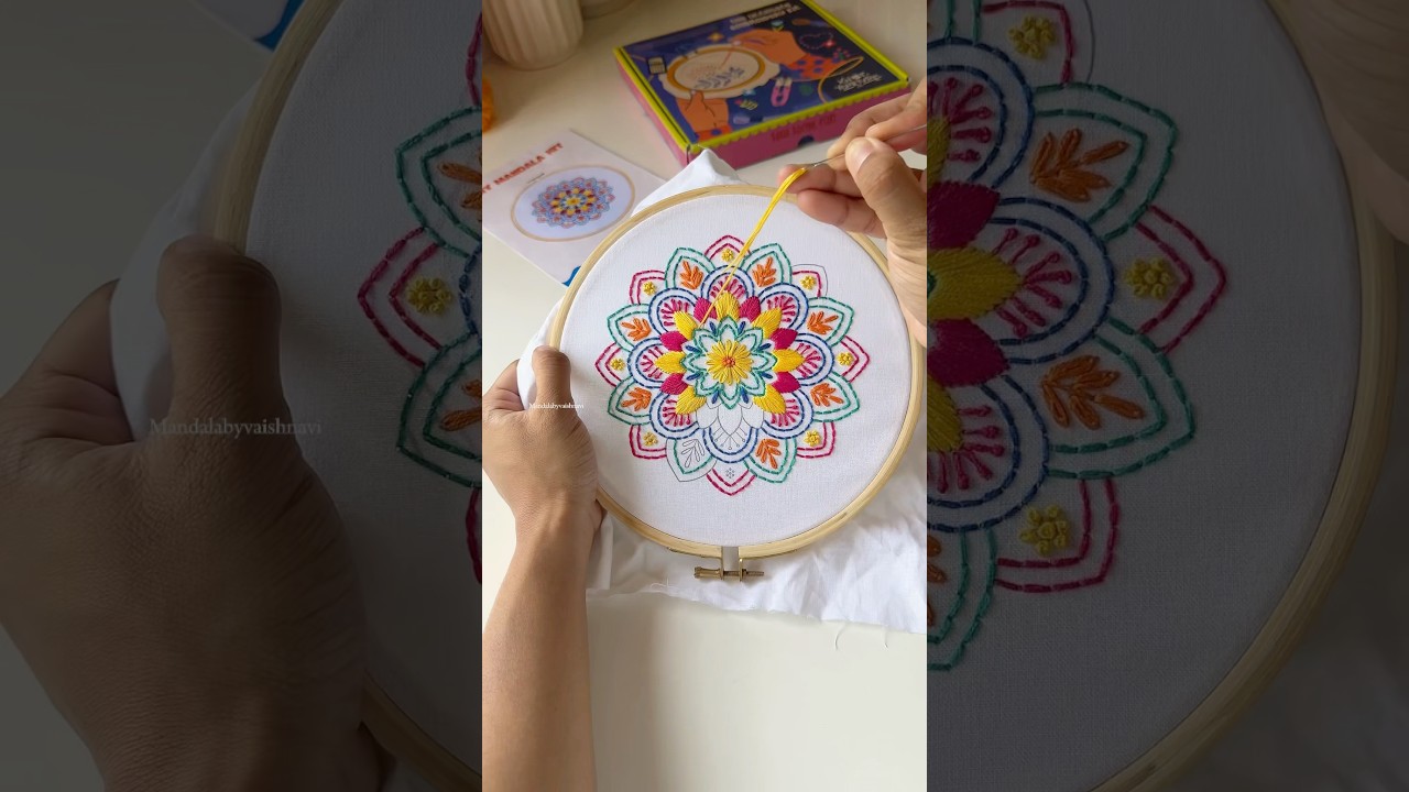 Holi inspired mandala embroidery 🧵🩷 