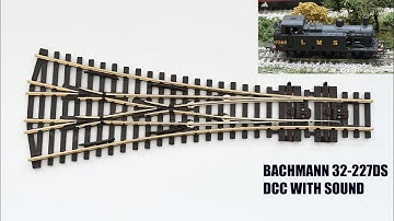 Peco SL-99 3 way insulfrog point passed over by a Bachmann 32-227DS DCC with sound Jinty.
