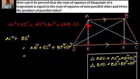 Sum of squares of diagonals of a Trapezium  is equal to sum of squares of non parallel sides and...
