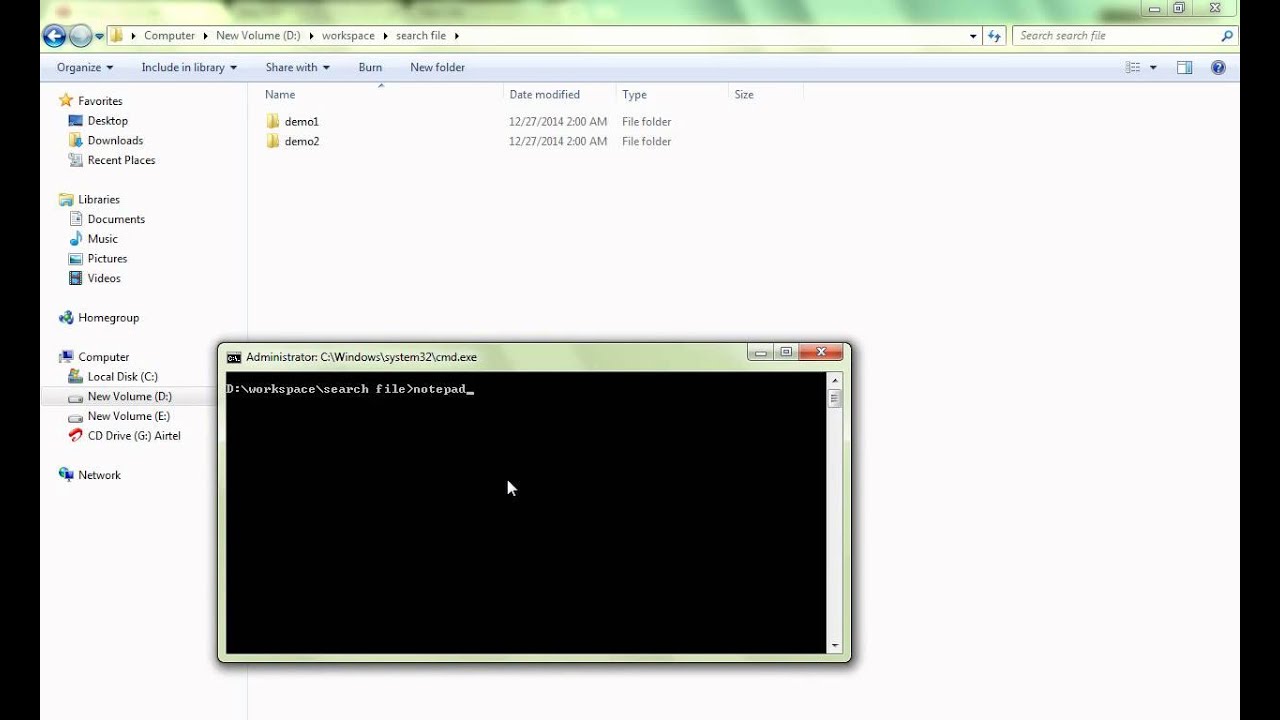 How To Open Notepad From Command Prompt Demo Youtube