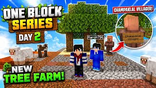 ONE BLOCK SKYBLOCK DAY 2 🔥 | New Tree Farm + Champaklal Villager 😂 #technogamerz#gamerfleet#nizgamer