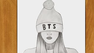 رسم سهل | تعليم رسم بنت سهلة خطوة بخطوة للمبتدئين | رسم BTS