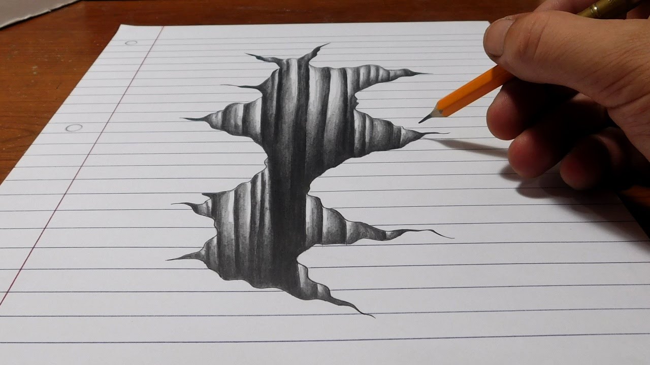 Trick Art on Line Paper Drawing 3D Hole YouTube