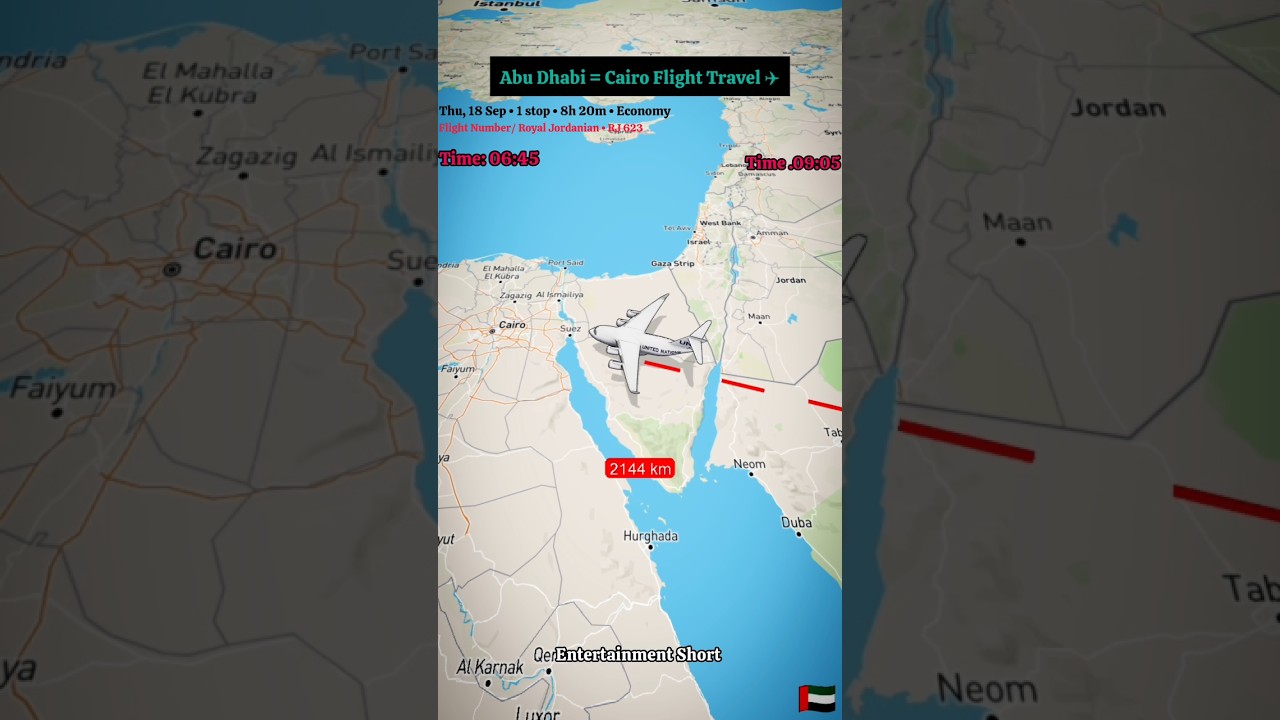 Abu Dhabi To Cairo Egypt Flight Travel/ Thu,18 Sep•1 stop • 8h 20m • Economy/ Royal Jordanian RJ 623