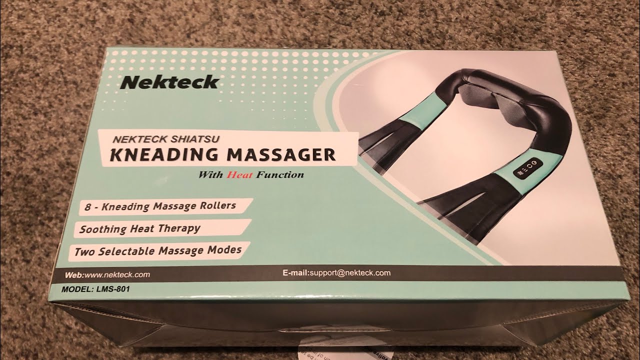 Nekteck Shiatsu Kneading Neck and Back Massager Heat Mode 8 Rollers LMS-801