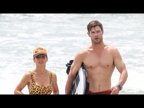 Chris Hemsworth and Elsa Pataky romancing at Beach