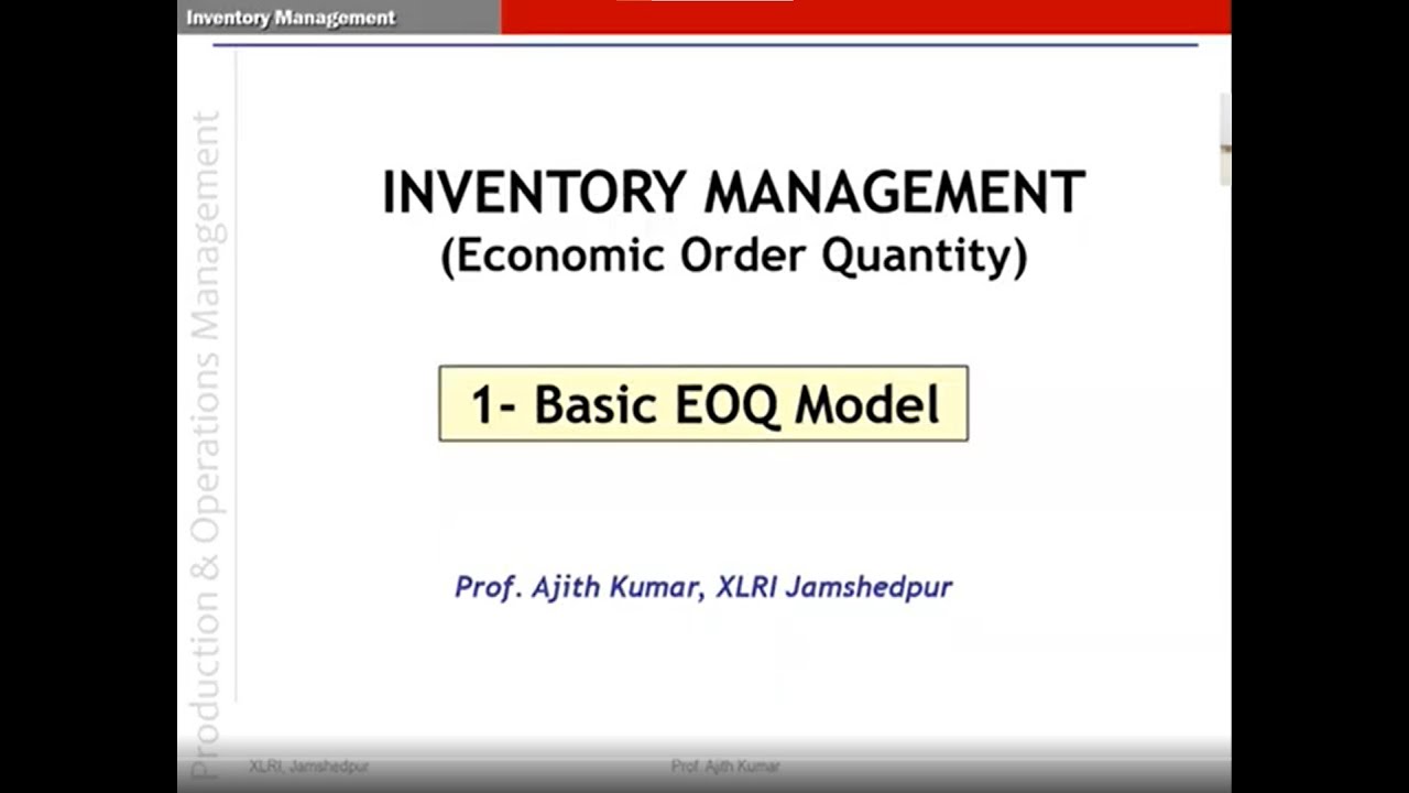 INVENTORY MODEL 1:  BASIC EOQ