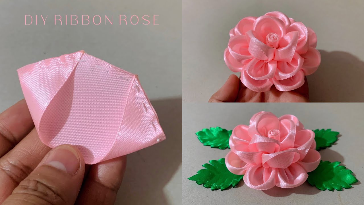 DIY/how to make satin ribbon flowers rose easy 