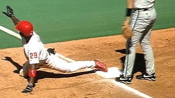 Rollins triples for first big league hit