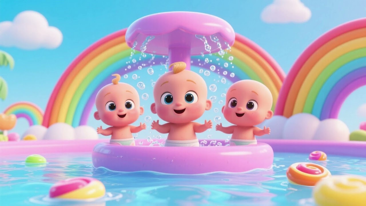 Three Rainbow Candy Water Shows | Nursery Rhymes & Kids Songs | Colorful Counting Fun