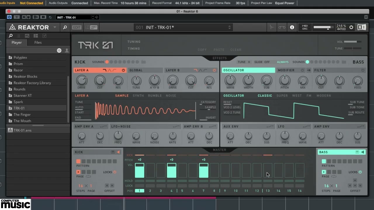 KICK DRUMS / 5. Создание комбинации бочки и скользящего баса в NI TRK-01 / Теория и практика