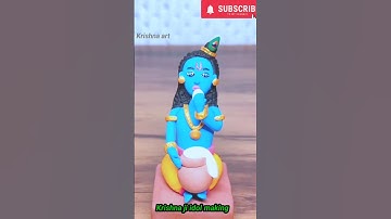 Makhan Chor Krishna 🙏 How to make clay Krishna idol 🍀 #krishna #krishnalove #trending #shorts #art