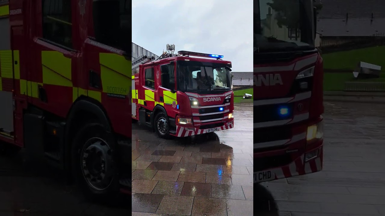 Scottish fire and rescue arriving on scene of a AFA