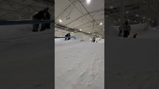 Snowskier Fails a Rail Trick