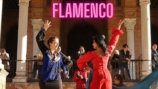 Flamenco dance by Spanish artists in Plaza de España Seville, Spain