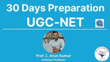 30 Days of UGC-NET preparation | Prof. C. Arun Kumar