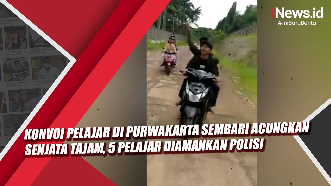 Konvoi Pelajar di Purwakarta Sembari Acungkan Senjata Tajam, 5 Pelajar Diamankan Polisi