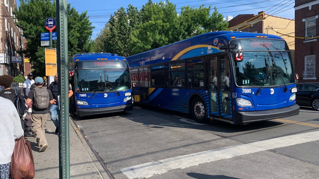 MTA Bus action @ Sheepshead Bay (B102 Q train Shuttle, B49, B36)