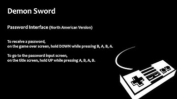 Demon Sword  cheats, codes, hints for Nintendo NES