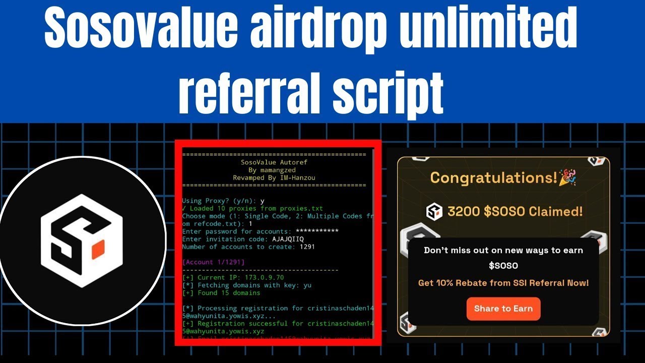 Sosovalue referral script | how to get unlimited sosovalue referral | sosovalue referral hack |