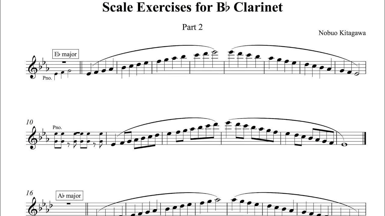 Scale Exercises for Bflat 2 B クラリネットの為のスケール練習曲—Part 2 YouTube