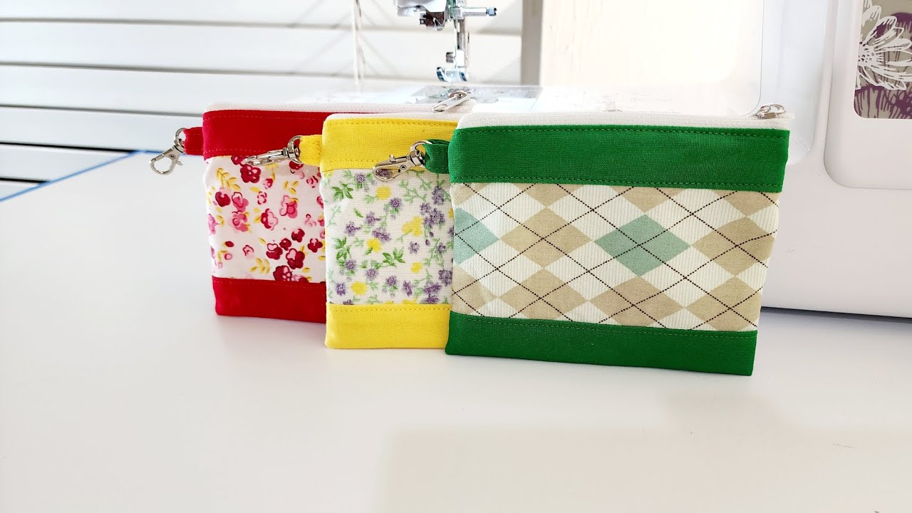 DIY PATCHWORK ZIPPER POUCH WITH SWIVEL HOOK|EASY 10 MINUTE SEWING ...