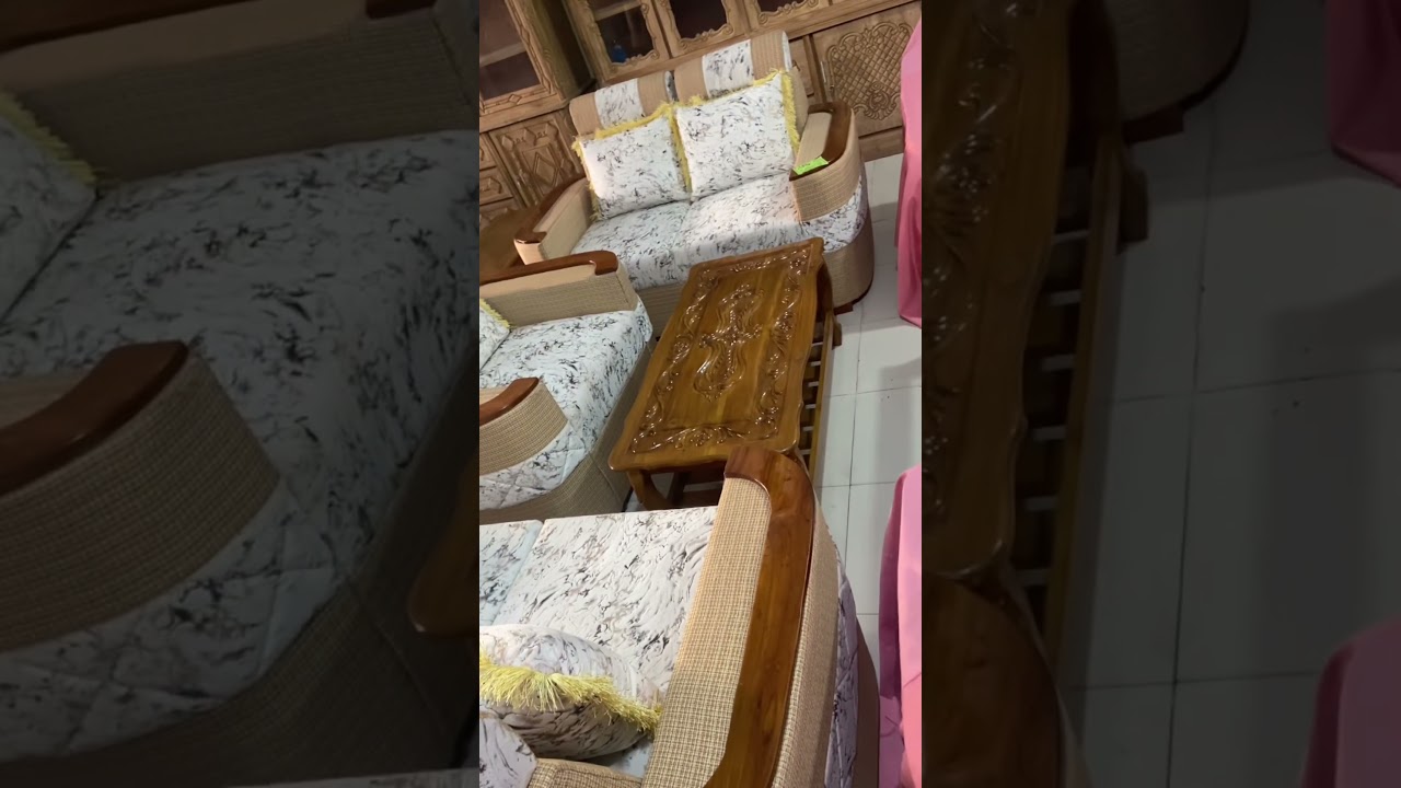 Stock-close offer on teak wood cushion sofa