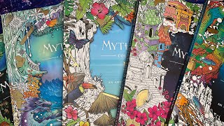 Completed pages in all my Mythographic colouring books