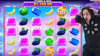 SWEET BONANZA X MAS - HIT 10 PURPLE CANDY with BIG MULTIPLIER - HUGE TUMBLE WIN BONUS BUY GAME screenshot 5