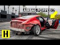 Container Smashing Madman Gets Rowdy in the BurnYard in his 370z