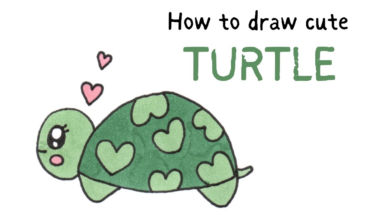 How to draw cute TURTLE 🐢 easy step by step tutorial ️ drawing cute sea ...