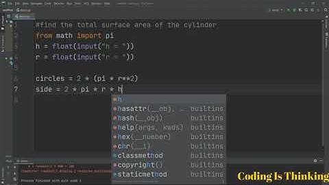 Surface area of cylinder in python English | Must Watch