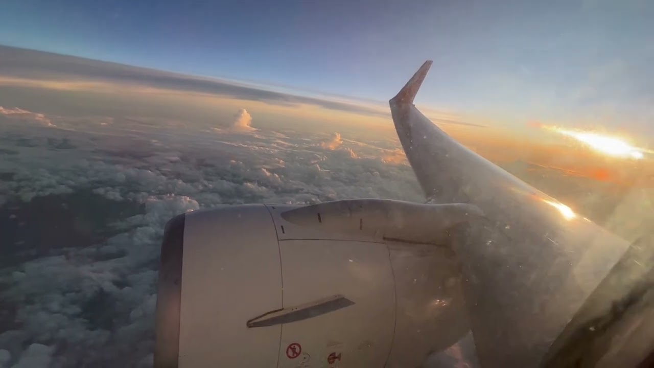 Air India flight bound Singapore - sunset over Malaysia 