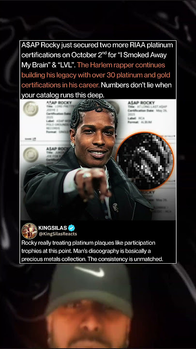A$AP Rocky just secured two more RIAA platinum certifications on October 2nd for “I Smoked Away My