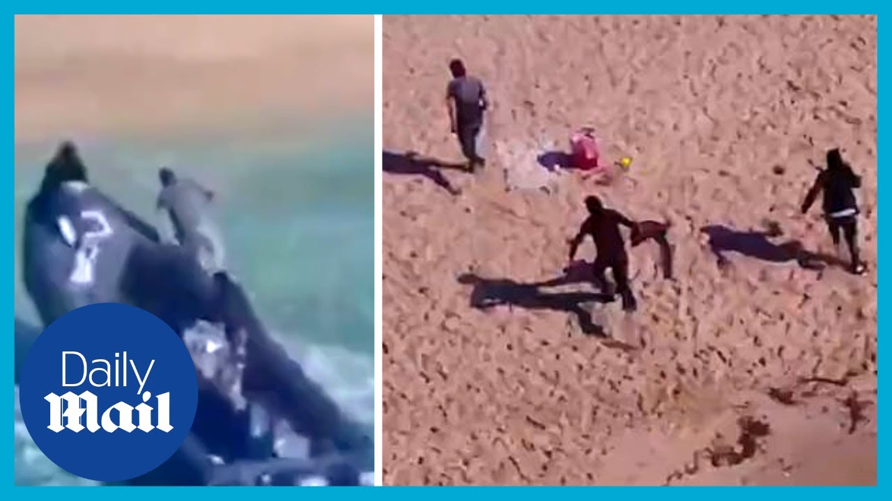 Drug runners dump speedboat on tourist beach during police chase