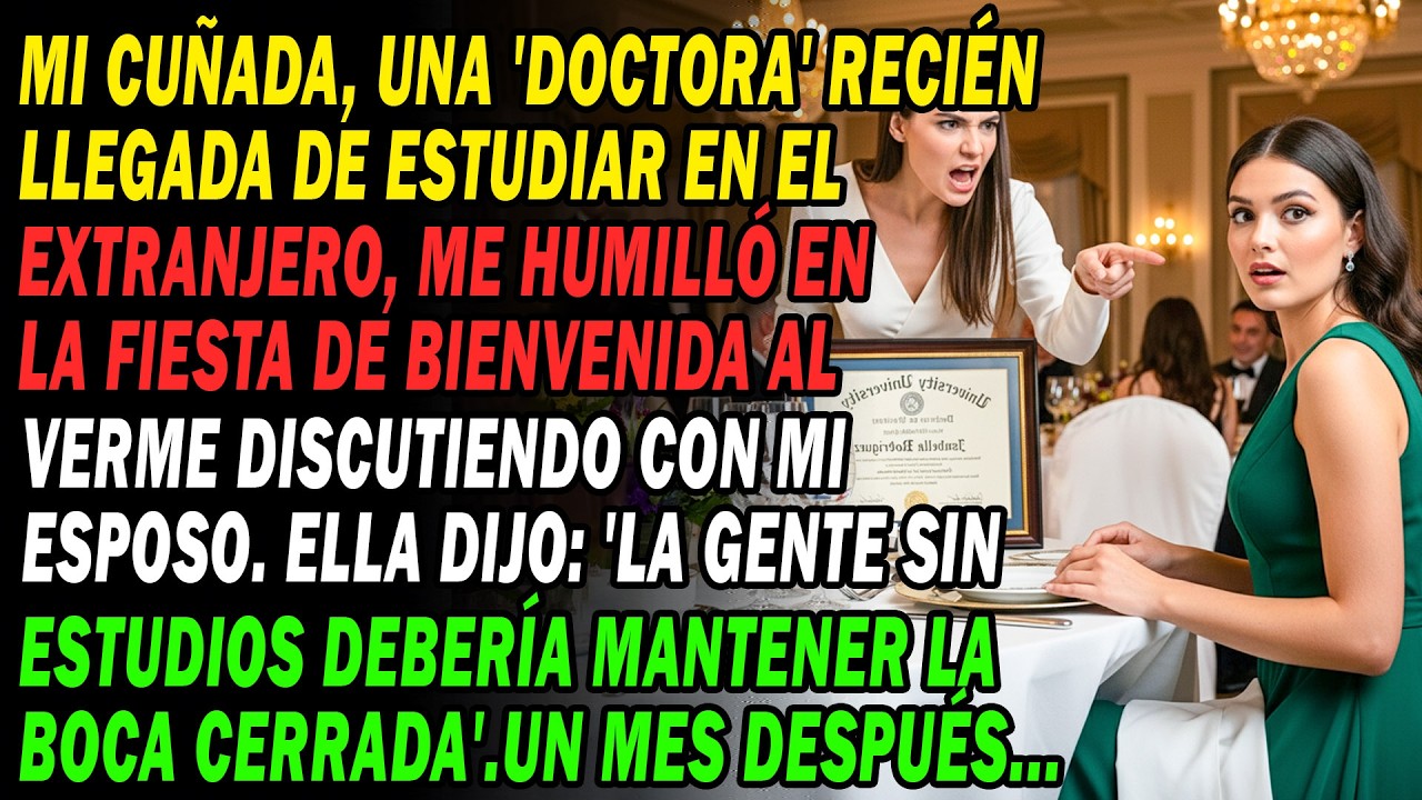 Mi Cuñada👩‍🎓una Doctora Se Burló De Mí En La Fiesta🥂de Bienvenida'eres Inculta' Pero Un Mes Después.