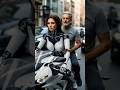 The newly updated robot can carry a person and ride a motorcycle.