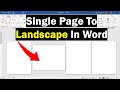 Change A Single Page To Landscape In Word