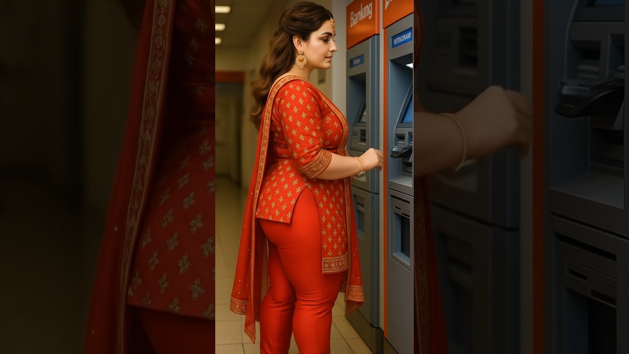 "Traditional Elegance at the ATM – Grace Meets Modern Life" 