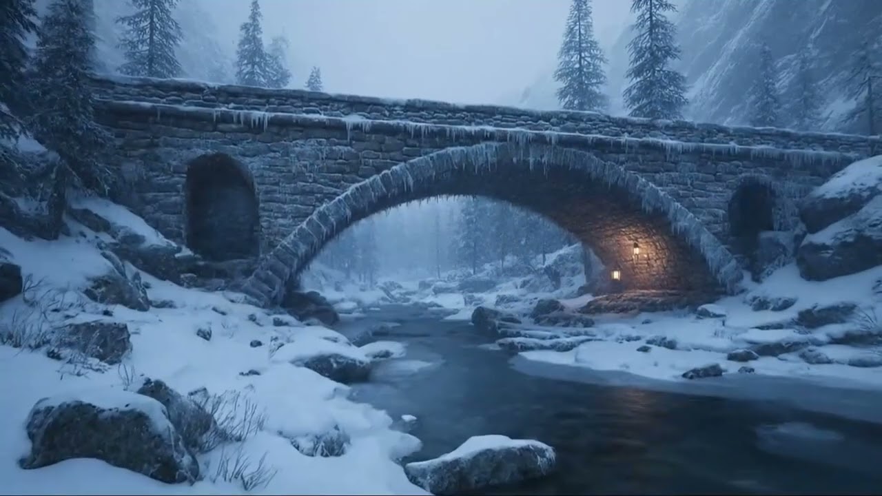 Enchanted Snowy Bridge 🕯️ Medieval Christmas Music for Peace & Sleep (1H)