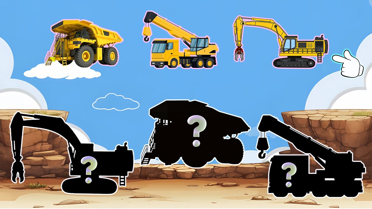 Match the Vehicle Shadow! 🚜 Can You Find the Right Construction Truck? | Bicar Channel