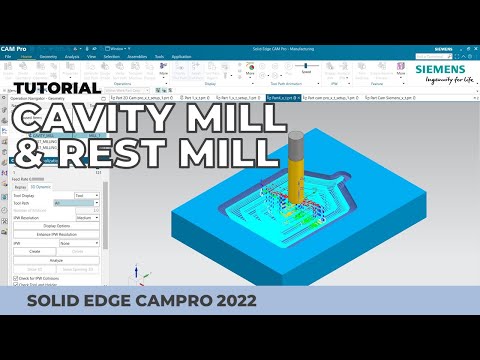 Solid Edge 2022 - Tutorial - CAMPro - Cavity Mill & Rest Mill