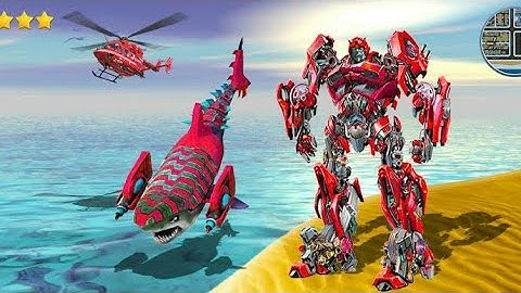Unlimited Red Robot Shark Transforme Battle City | Chari Games