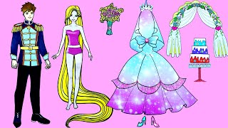 Paper Dolls Dress Up - Wedding Princess Rapunzel Dresses Handmade Quiet Book - Barbie Story & Crafts