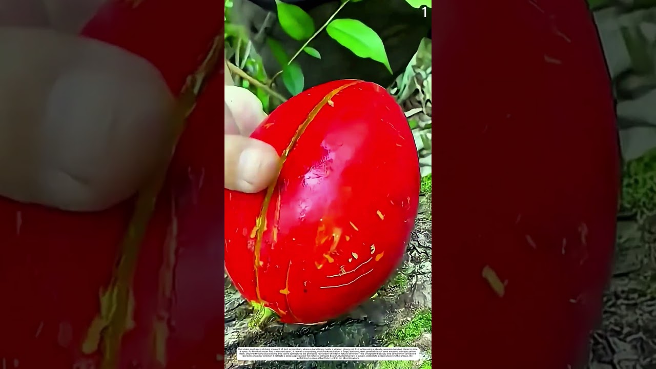 Red Fruit Slice: How Small Knife Blade Opens Rare Tropical Seed